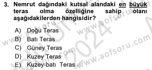 Türkiye´nin Kültürel Mirası 1 Dersi 2024 - 2025 Yılı (Vize) Ara Sınav Soruları 3. Soru