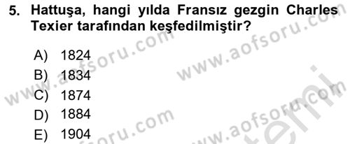 Türkiye´nin Kültürel Mirası 1 Dersi 2024 - 2025 Yılı (Vize) Ara Sınav Soruları 5. Soru