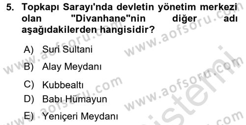 Türkiye´nin Kültürel Mirası 1 Dersi 2024 - 2025 Yılı (Final) Dönem Sonu Sınav Soruları 5. Soru