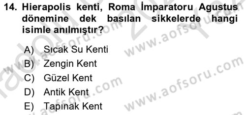 Türkiye´nin Kültürel Mirası 1 Dersi 2024 - 2025 Yılı Yaz Okulu Sınav Soruları 14. Soru