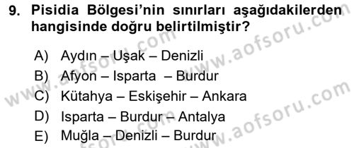 Türkiye´nin Kültürel Mirası 1 Dersi 2024 - 2025 Yılı Yaz Okulu Sınav Soruları 9. Soru