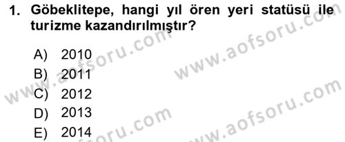 Türkiye´nin Kültürel Mirası 1 Dersi 2025 - 2026 Yılı (Vize) Ara Sınav Soruları 1. Soru