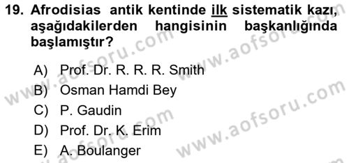 Türkiye´nin Kültürel Mirası 1 Dersi 2025 - 2026 Yılı (Vize) Ara Sınav Soruları 19. Soru