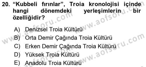 Türkiye´nin Kültürel Mirası 1 Dersi 2025 - 2026 Yılı (Vize) Ara Sınav Soruları 20. Soru