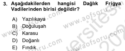 Türkiye´nin Kültürel Mirası 1 Dersi 2025 - 2026 Yılı (Final) Dönem Sonu Sınav Soruları 3. Soru