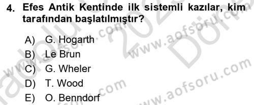 Türkiye´nin Kültürel Mirası 1 Dersi 2025 - 2026 Yılı (Final) Dönem Sonu Sınav Soruları 4. Soru