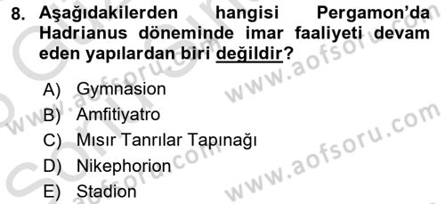 Türkiye´nin Kültürel Mirası 1 Dersi 2025 - 2026 Yılı (Final) Dönem Sonu Sınav Soruları 8. Soru