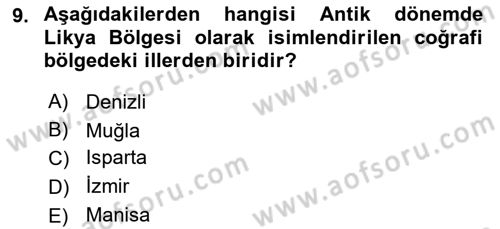 Türkiye´nin Kültürel Mirası 1 Dersi 2025 - 2026 Yılı (Final) Dönem Sonu Sınav Soruları 9. Soru