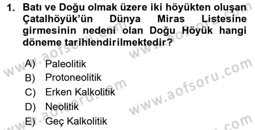 Türkiye´nin Kültürel Mirası 1 Dersi 2025 - 2026 Yılı Yaz Okulu Sınav Soruları 1. Soru