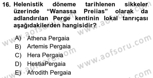 Türkiye´nin Kültürel Mirası 1 Dersi 2025 - 2026 Yılı Yaz Okulu Sınav Soruları 16. Soru