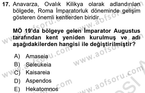 Türkiye´nin Kültürel Mirası 1 Dersi 2025 - 2026 Yılı Yaz Okulu Sınav Soruları 17. Soru