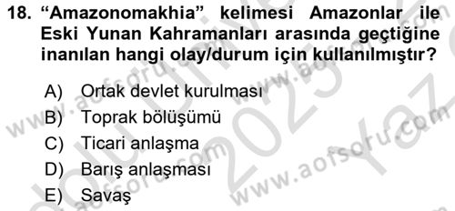 Türkiye´nin Kültürel Mirası 1 Dersi 2025 - 2026 Yılı Yaz Okulu Sınav Soruları 18. Soru