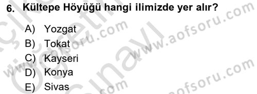 Türkiye´nin Kültürel Mirası 1 Dersi 2025 - 2026 Yılı Yaz Okulu Sınav Soruları 6. Soru
