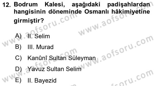 Türkiye´nin Kültürel Mirası 2 Dersi 2023 - 2024 Yılı (Vize) Ara Sınav Soruları 12. Soru