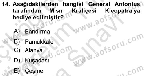 Türkiye´nin Kültürel Mirası 2 Dersi 2023 - 2024 Yılı (Vize) Ara Sınav Soruları 14. Soru