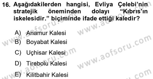 Türkiye´nin Kültürel Mirası 2 Dersi 2023 - 2024 Yılı (Vize) Ara Sınav Soruları 16. Soru