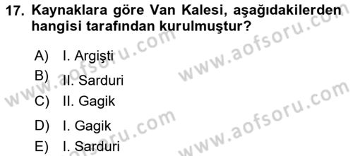 Türkiye´nin Kültürel Mirası 2 Dersi 2023 - 2024 Yılı (Vize) Ara Sınav Soruları 17. Soru