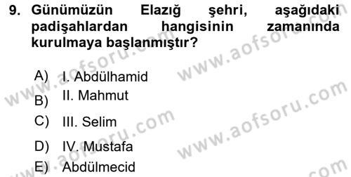 Türkiye´nin Kültürel Mirası 2 Dersi 2023 - 2024 Yılı (Vize) Ara Sınav Soruları 9. Soru