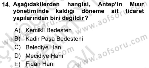 Türkiye´nin Kültürel Mirası 2 Dersi 2023 - 2024 Yılı Yaz Okulu Sınav Soruları 14. Soru