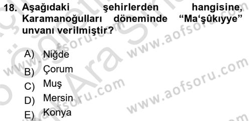 Türkiye´nin Kültürel Mirası 2 Dersi 2024 - 2025 Yılı (Vize) Ara Sınav Soruları 18. Soru