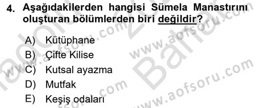 Türkiye´nin Kültürel Mirası 2 Dersi 2024 - 2025 Yılı (Vize) Ara Sınav Soruları 4. Soru