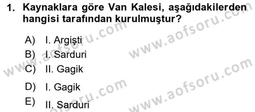 Türkiye´nin Kültürel Mirası 2 Dersi 2024 - 2025 Yılı (Final) Dönem Sonu Sınav Soruları 1. Soru