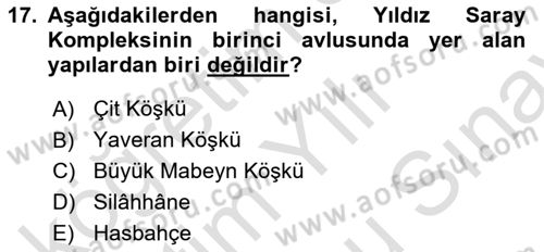 Türkiye´nin Kültürel Mirası 2 Dersi 2024 - 2025 Yılı (Final) Dönem Sonu Sınav Soruları 17. Soru