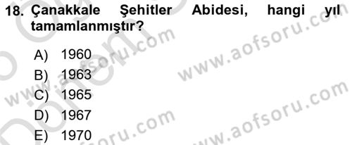 Türkiye´nin Kültürel Mirası 2 Dersi 2024 - 2025 Yılı (Final) Dönem Sonu Sınav Soruları 18. Soru