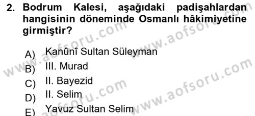 Türkiye´nin Kültürel Mirası 2 Dersi 2024 - 2025 Yılı (Final) Dönem Sonu Sınav Soruları 2. Soru