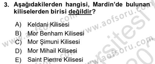Türkiye´nin Kültürel Mirası 2 Dersi 2024 - 2025 Yılı (Final) Dönem Sonu Sınav Soruları 3. Soru