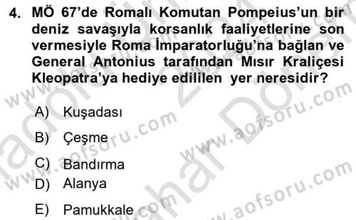Türkiye´nin Kültürel Mirası 2 Dersi 2024 - 2025 Yılı (Final) Dönem Sonu Sınav Soruları 4. Soru
