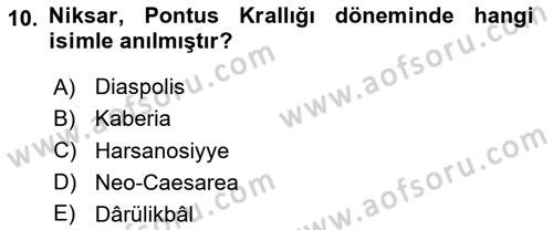 Türkiye´nin Kültürel Mirası 2 Dersi 2024 - 2025 Yılı Yaz Okulu Sınav Soruları 10. Soru