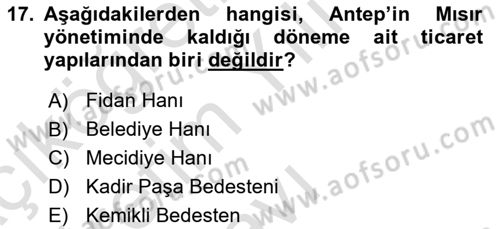 Türkiye´nin Kültürel Mirası 2 Dersi 2024 - 2025 Yılı Yaz Okulu Sınav Soruları 17. Soru