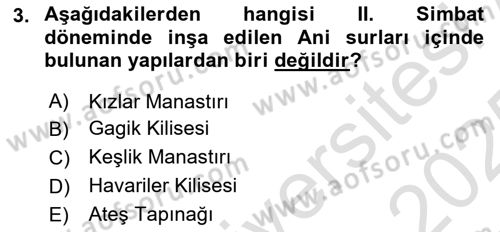 Türkiye´nin Kültürel Mirası 2 Dersi 2024 - 2025 Yılı Yaz Okulu Sınav Soruları 3. Soru
