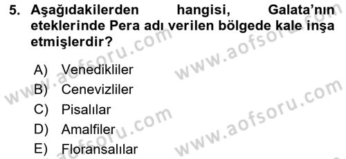 Türkiye´nin Kültürel Mirası 2 Dersi 2024 - 2025 Yılı Yaz Okulu Sınav Soruları 5. Soru