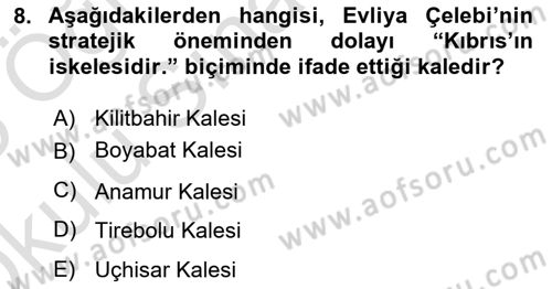 Türkiye´nin Kültürel Mirası 2 Dersi 2024 - 2025 Yılı Yaz Okulu Sınav Soruları 8. Soru