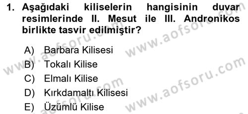Türkiye´nin Kültürel Mirası 2 Dersi 2025 - 2026 Yılı (Vize) Ara Sınav Soruları 1. Soru