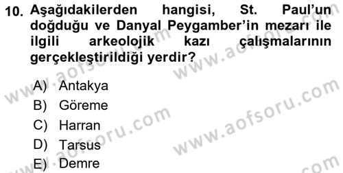 Türkiye´nin Kültürel Mirası 2 Dersi 2025 - 2026 Yılı (Vize) Ara Sınav Soruları 10. Soru
