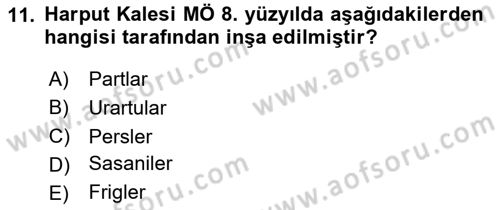 Türkiye´nin Kültürel Mirası 2 Dersi 2025 - 2026 Yılı (Vize) Ara Sınav Soruları 11. Soru