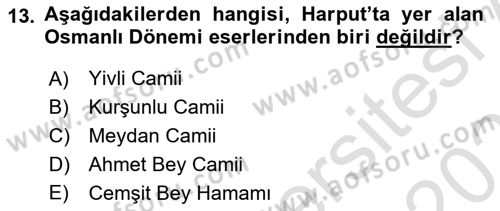 Türkiye´nin Kültürel Mirası 2 Dersi 2025 - 2026 Yılı (Vize) Ara Sınav Soruları 13. Soru
