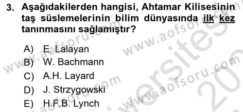 Türkiye´nin Kültürel Mirası 2 Dersi 2025 - 2026 Yılı (Vize) Ara Sınav Soruları 3. Soru