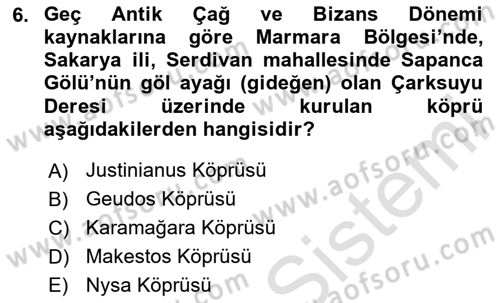 Türkiye´nin Kültürel Mirası 2 Dersi 2025 - 2026 Yılı (Vize) Ara Sınav Soruları 6. Soru