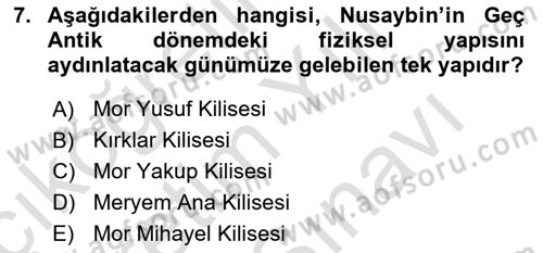 Türkiye´nin Kültürel Mirası 2 Dersi 2025 - 2026 Yılı (Vize) Ara Sınav Soruları 7. Soru