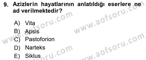 Türkiye´nin Kültürel Mirası 2 Dersi 2025 - 2026 Yılı (Vize) Ara Sınav Soruları 9. Soru