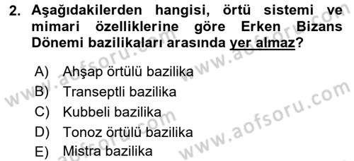 Türkiye´nin Kültürel Mirası 2 Dersi 2025 - 2026 Yılı (Final) Dönem Sonu Sınav Soruları 2. Soru