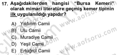 Türkiye´nin Kültürel Mirası 2 Dersi 2025 - 2026 Yılı Yaz Okulu Sınav Soruları 17. Soru