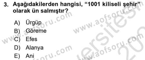Türkiye´nin Kültürel Mirası 2 Dersi 2025 - 2026 Yılı Yaz Okulu Sınav Soruları 3. Soru