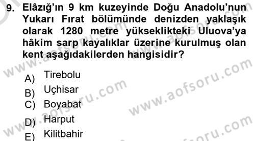Türkiye´nin Kültürel Mirası 2 Dersi 2025 - 2026 Yılı Yaz Okulu Sınav Soruları 9. Soru