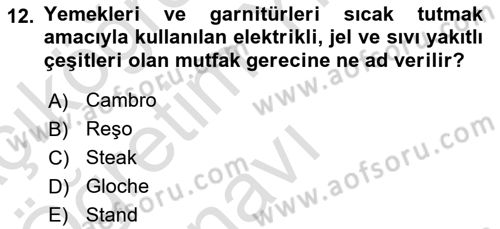Konaklama İşletmeciliği Dersi 2020 - 2021 Yılı Yaz Okulu Sınav Soruları 12. Soru