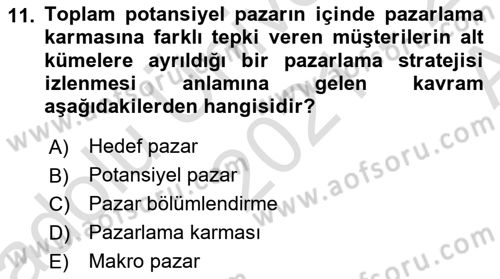Konaklama İşletmeciliği Dersi Ara Sınavı Deneme Sınav Soruları 11. Soru